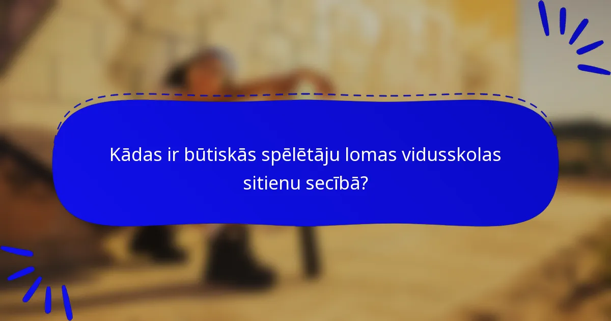 Kādas ir būtiskās spēlētāju lomas vidusskolas sitienu secībā?